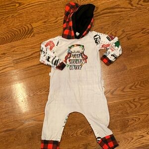 Christmas Vacation Festive Kids One Piece Footie with Hood